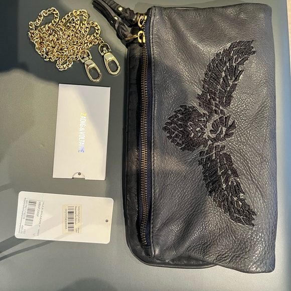Zadig & Voltaire Black Clutch with Gold Chain - Picture 1 of 7